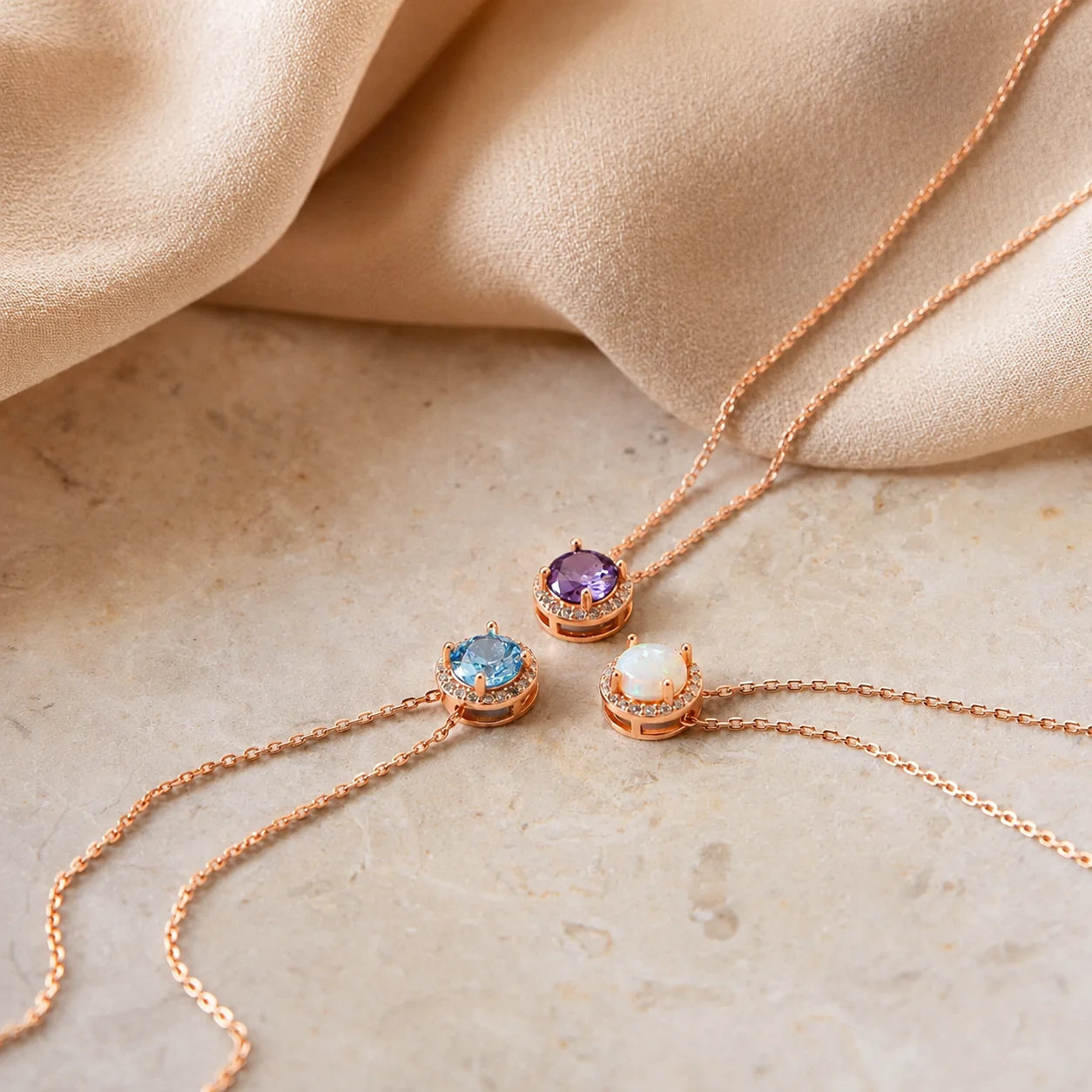 Halo Birthstone Necklace