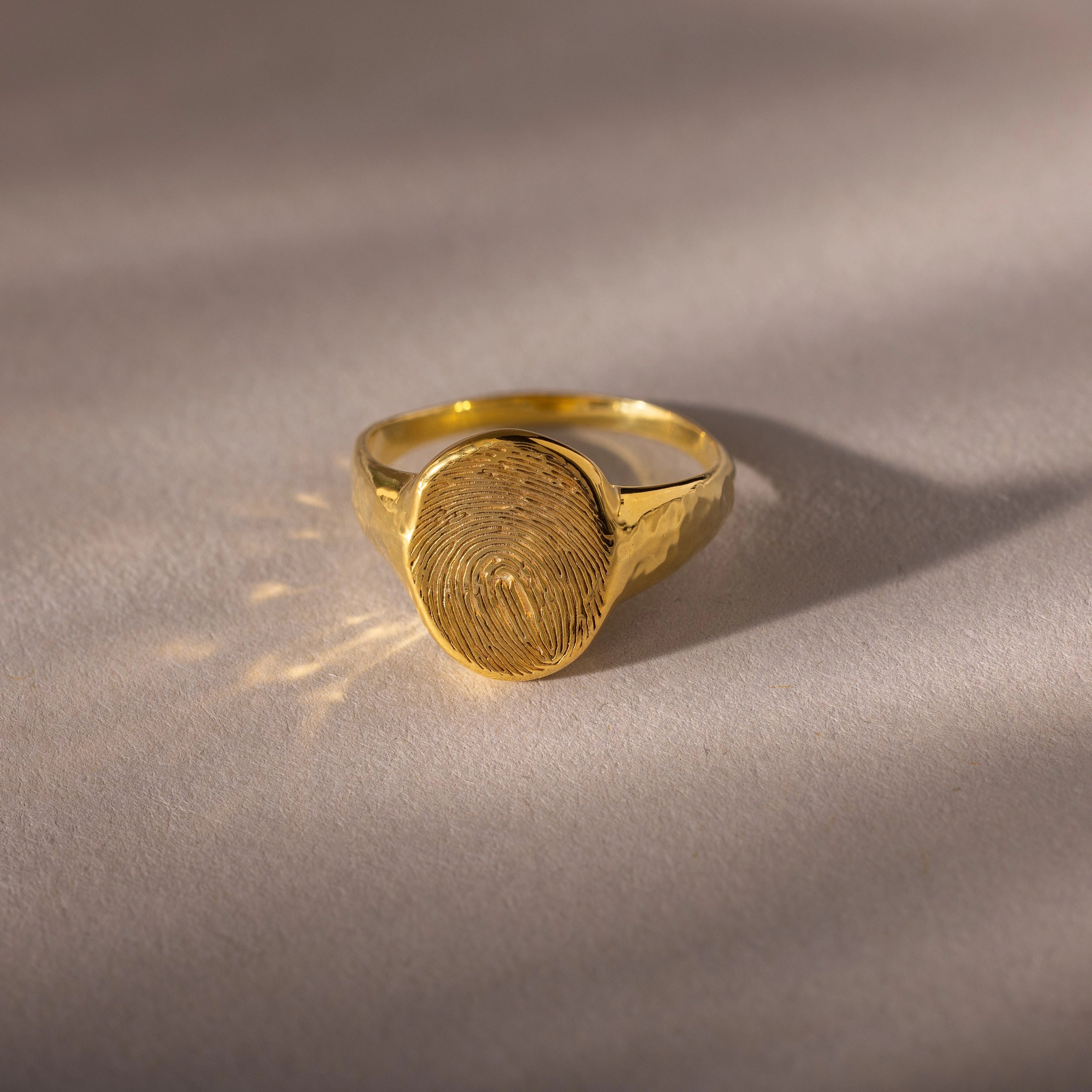 Organic Fingerprint Signet Ring Silver 18K Gold Plated