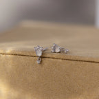 Diamonds Moonstone Drop Studs Silver 18K Gold Plated