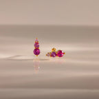 Ombre Ruby Flatback Studs Silver 18K Gold Plated