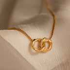 Interlocking Pave Charm Necklace  Silver 18K Gold Plated