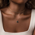 Diamonds Onyx Star Pendant Necklace Silver 18K Gold Plated
