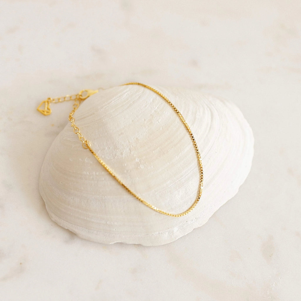 Box Chain Bracelet Silver 18K Gold Plated