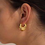 Chunky Geo Hoops Silver 18K Gold Plated