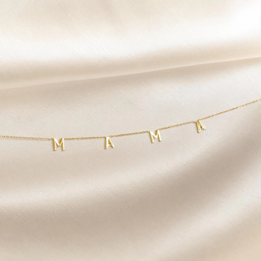 Mama Letter Necklace Silver 18K Gold Plated