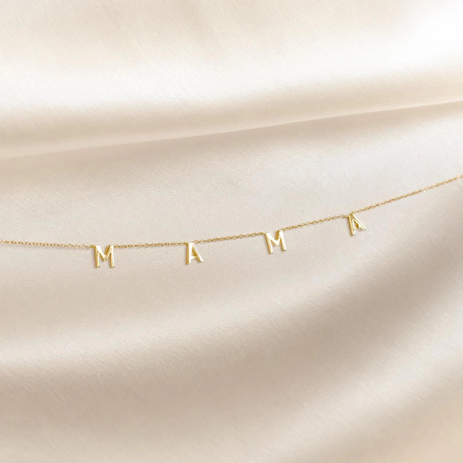 Mama Letter Necklace Silver 18K Gold Plated