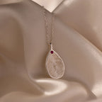 Fingerprint Birthstone Teardrop Necklace Silver 18K Gold Plated