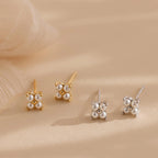 Pearl Flower Studs Silver 18K Gold Plated