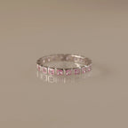 Pink Tourmaline Eternity Bezel Ring Silver 18K Gold Plated