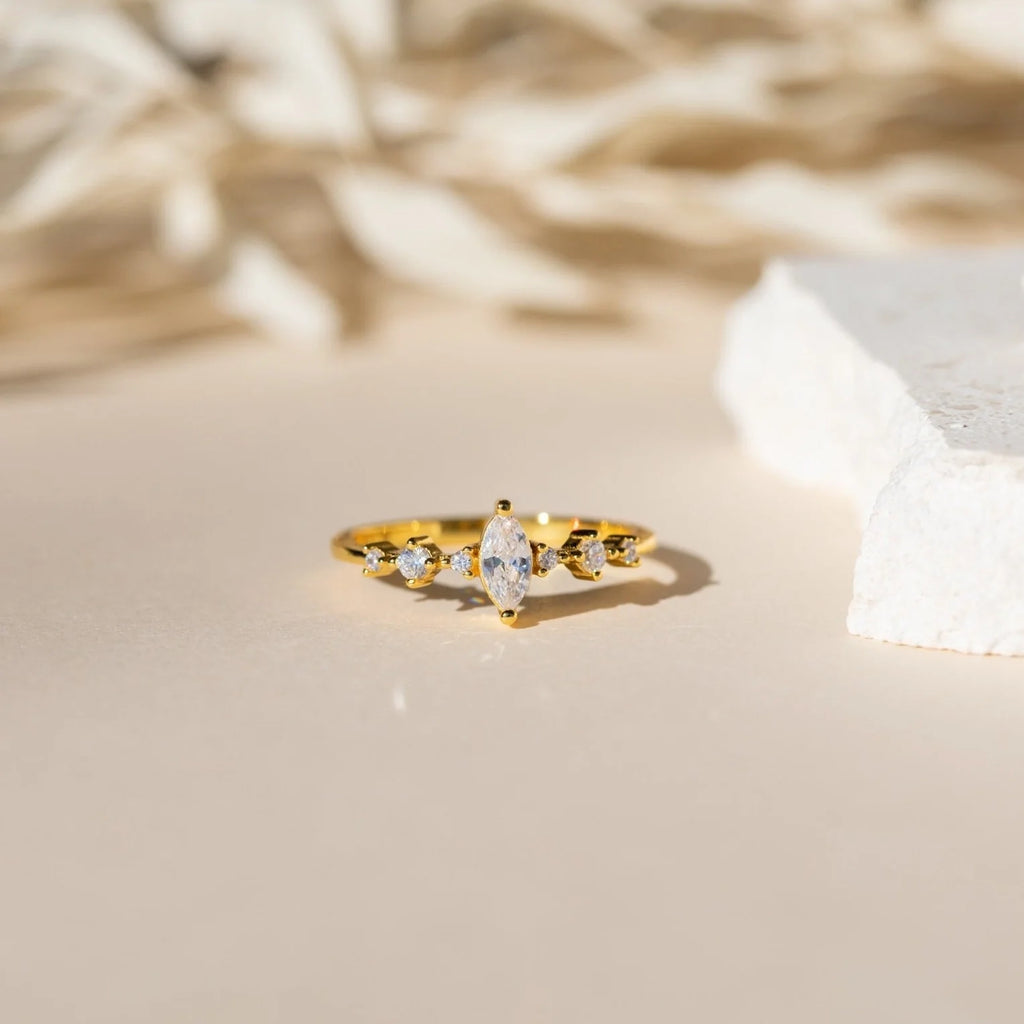 Harlow Diamond Ring Silver 18K Gold Plated