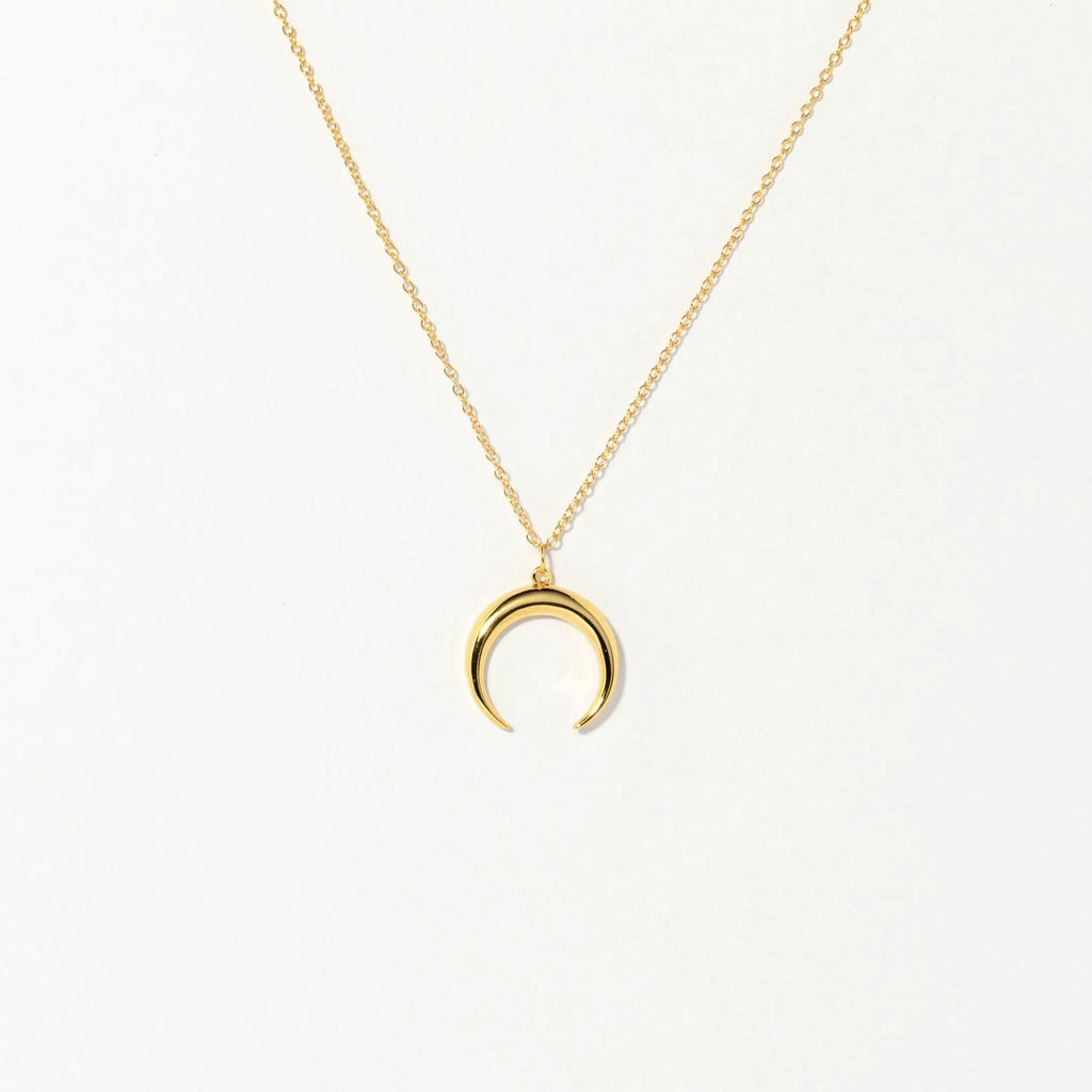Crescent Moon Necklace Silver 18K Gold Plated