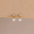 Diamonds Heart Drop Flatback Studs Silver 18K Gold Plated