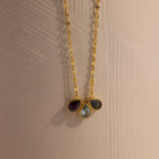 Multiple Teardrop Birthstone Necklace  Silver 18K Gold Plated