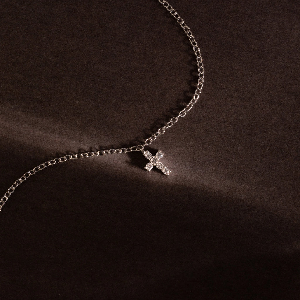 Dainty Cross Charm Bracelet Silver 18K Gold Plated