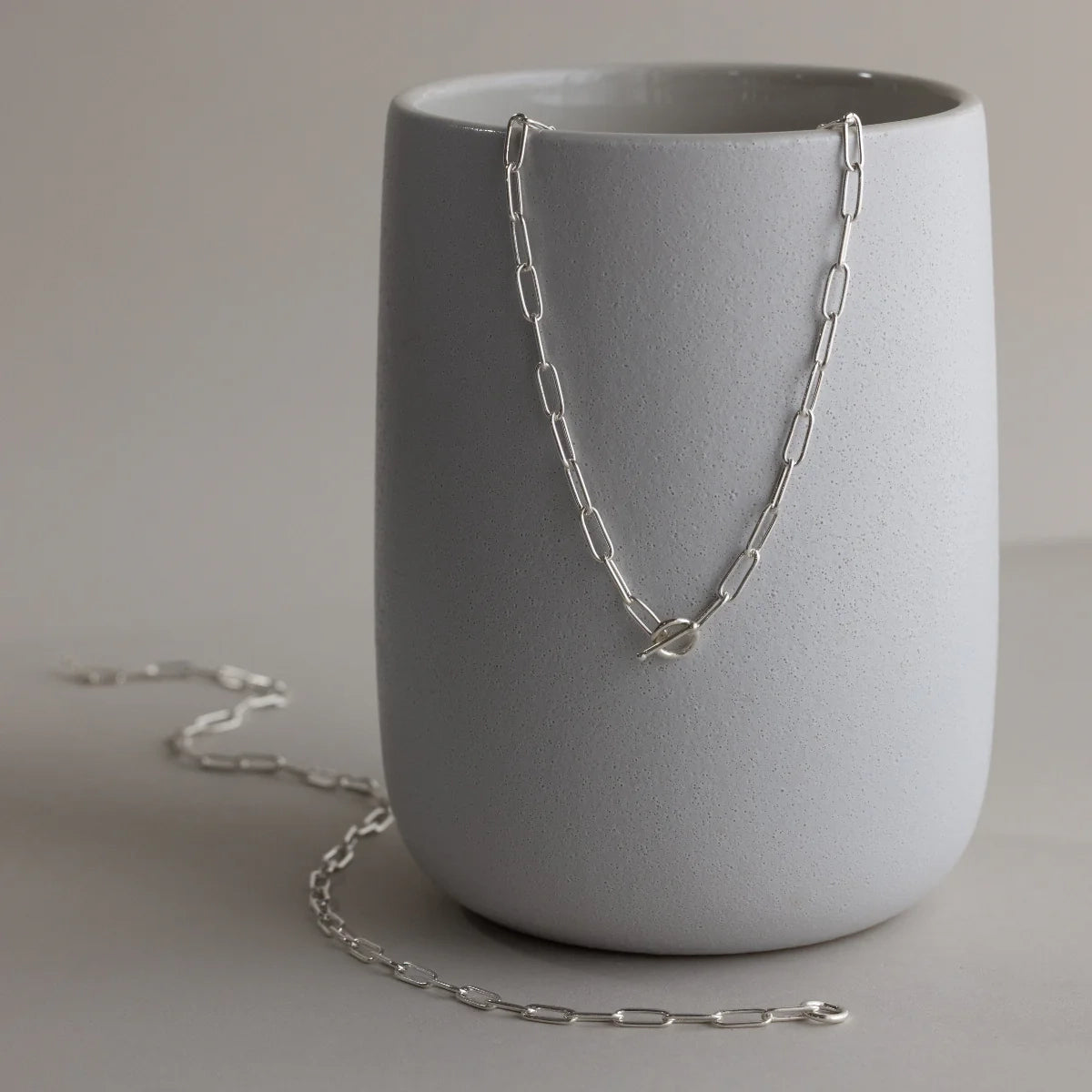 Paperclip Toggle Necklace  Silver 18K Gold Plated
