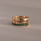 Eternity Band Triple Linked Emerald Ring Set Silver 18K Gold Plated