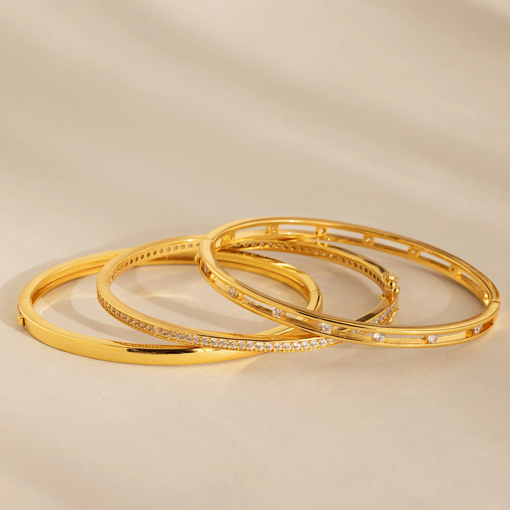 Lace Diamond Bangle Silver 18K Gold Plated