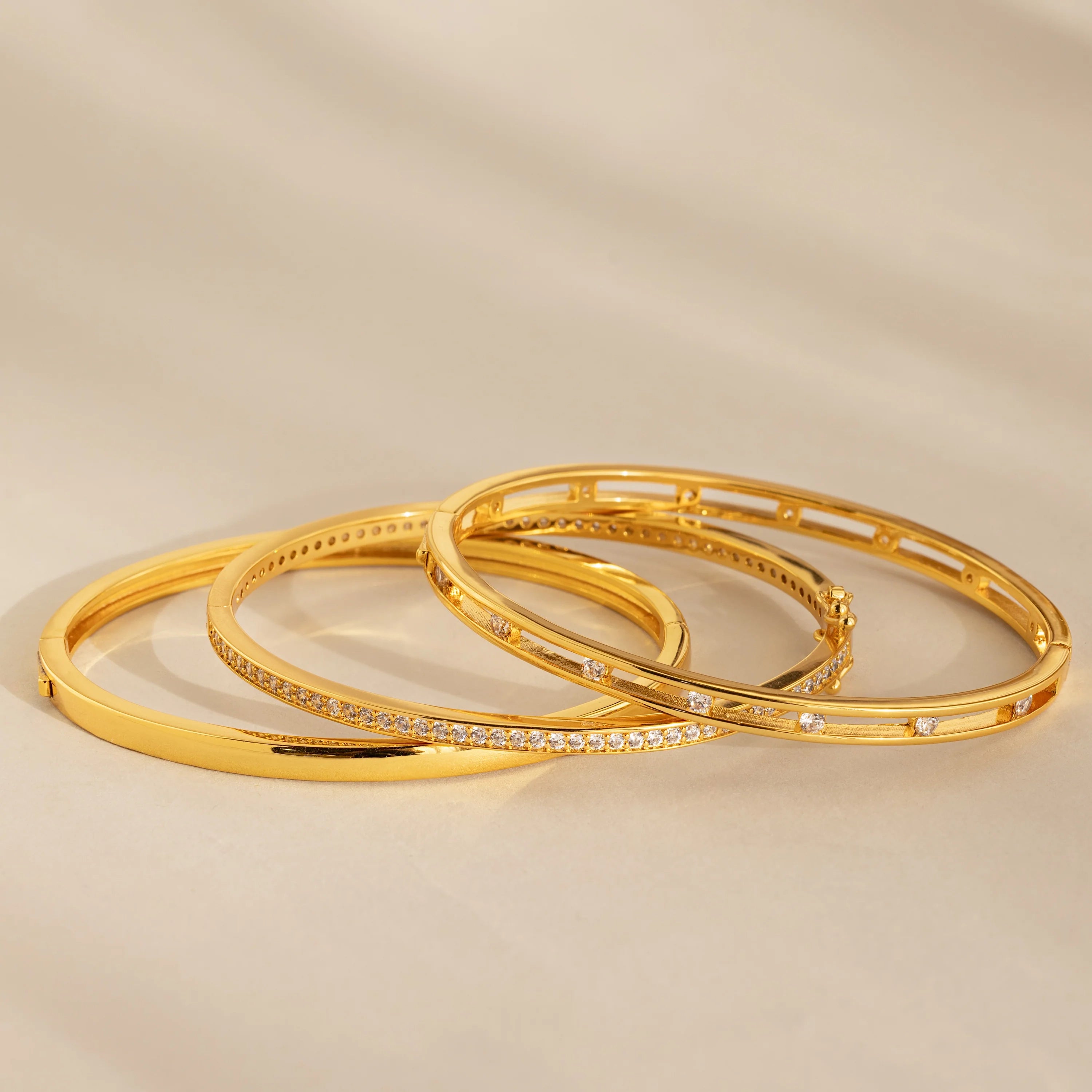 Lace Diamond Bangle Silver 18K Gold Plated
