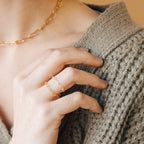 Paperclip Chain Ring Silver 18K Gold Plated