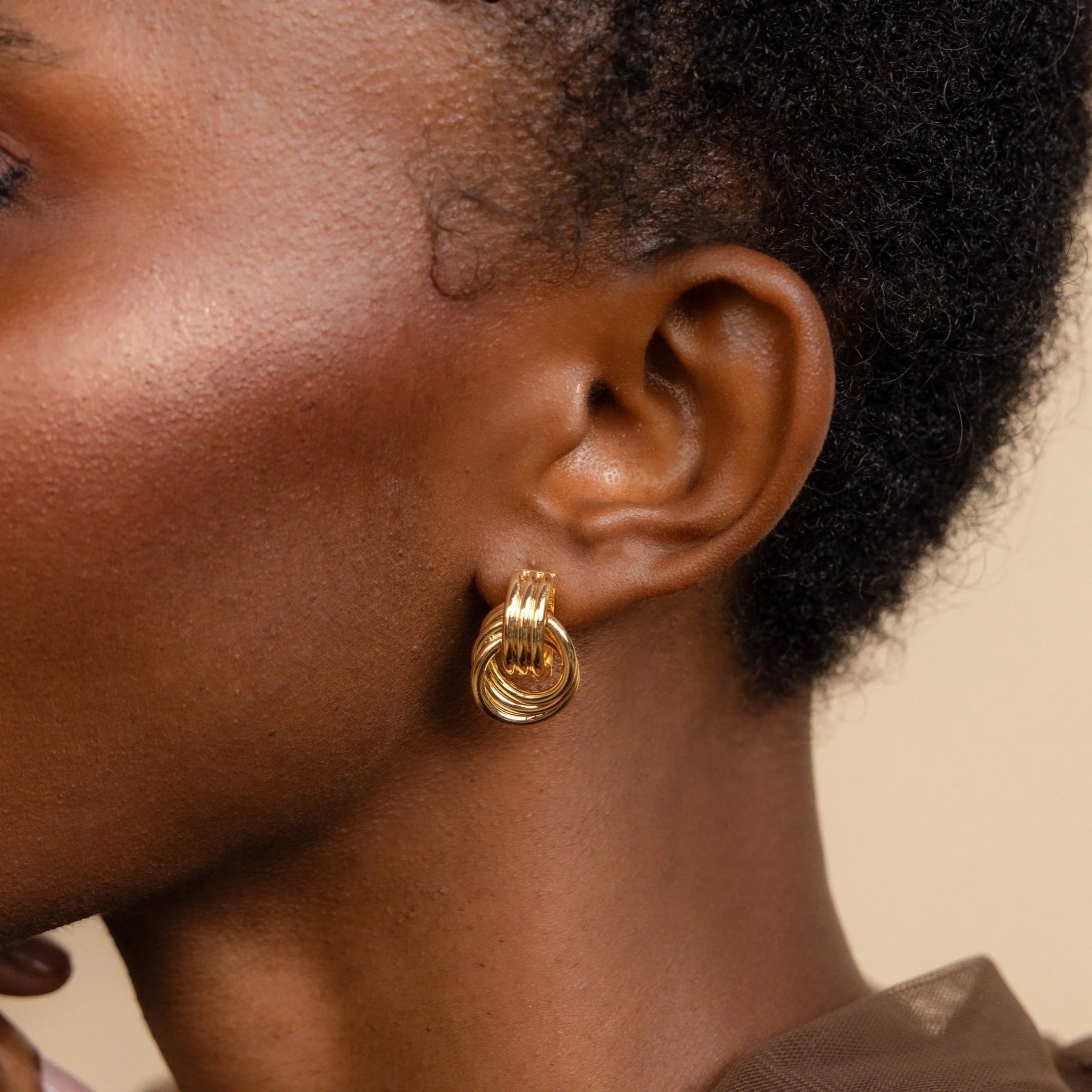 Triple Knot Earrings Silver 18K Gold Plated