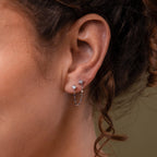 Opal & Star Duo Chain Studs  Silver 18K Gold Plated