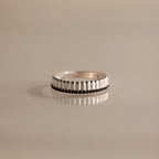 Ribbed Onyx Stack Ring Silver 18K Gold Plated