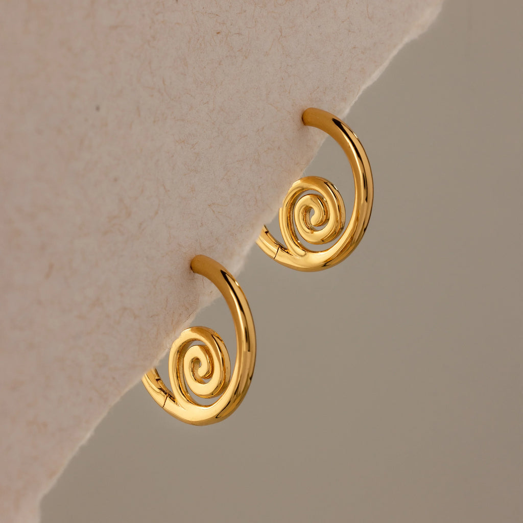 Spiral Swirl Hoops  Silver 18K Gold Plated