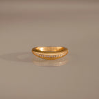 Diamond Pave Curve Dome Ring Silver 18K Gold Plated