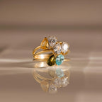 Duo Pear Toi Et Moi Ring Silver 18K Gold Plated