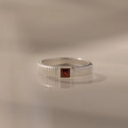Ribbed Garnet Band Silver 18K Gold Plated