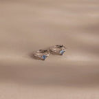 Athena Blue Zircon Huggies Silver 18K Gold Plated