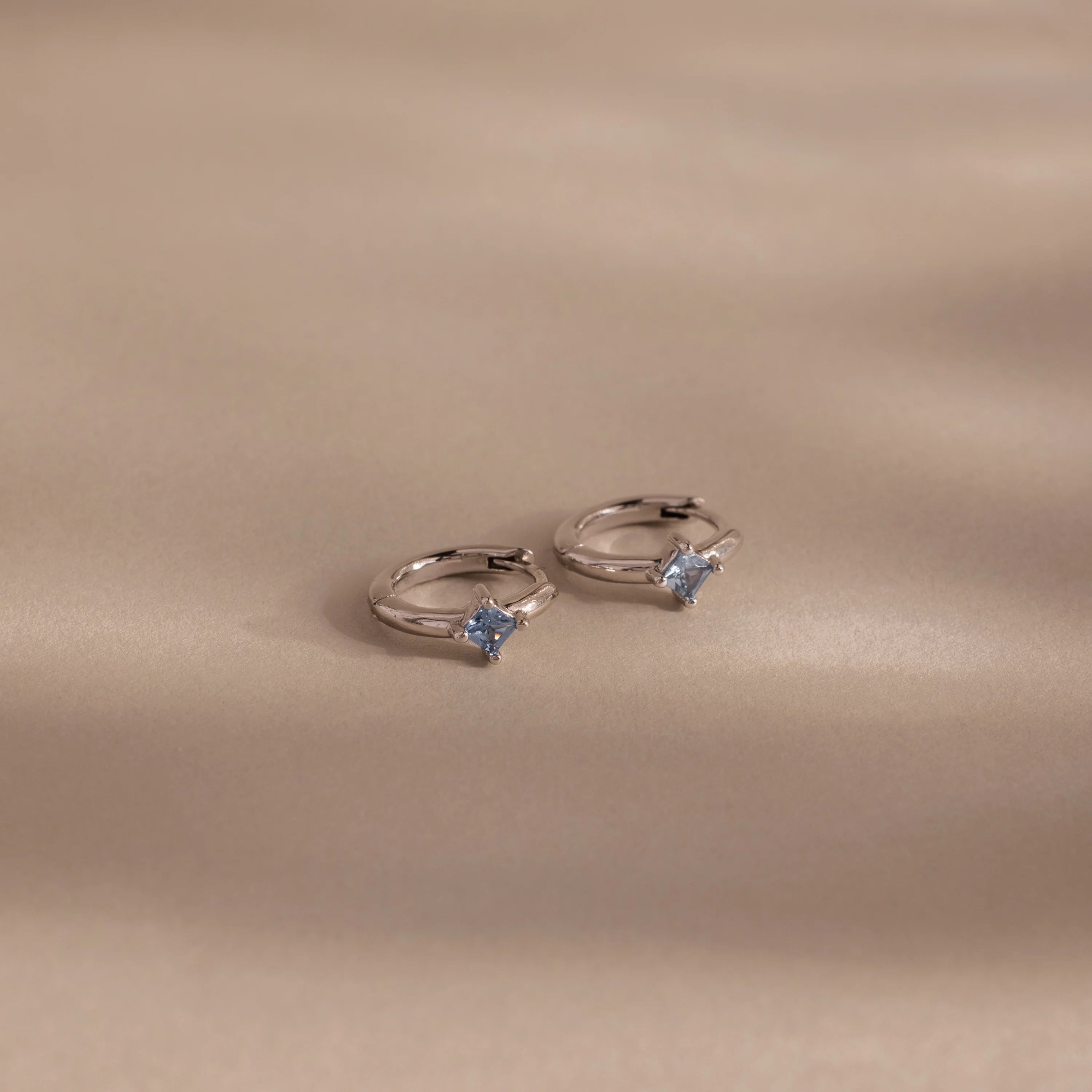 Athena Blue Zircon Huggies Silver 18K Gold Plated