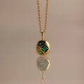 Heart/Square & Marquise Emerald Capsule Necklace Silver 18K Gold Plated