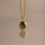 Heart/Square & Marquise Emerald Capsule Necklace Silver 18K Gold Plated