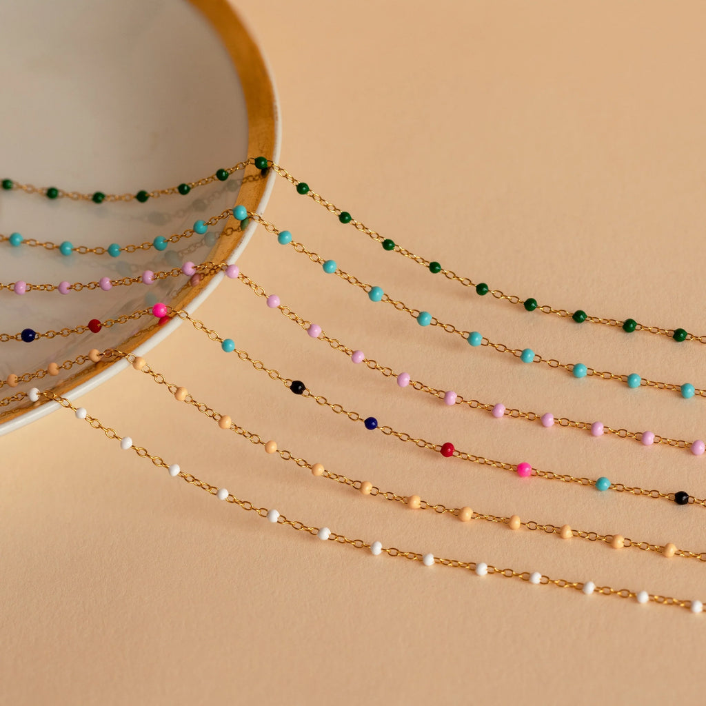 Pink Station Necklace Silver 18K Gold Plated