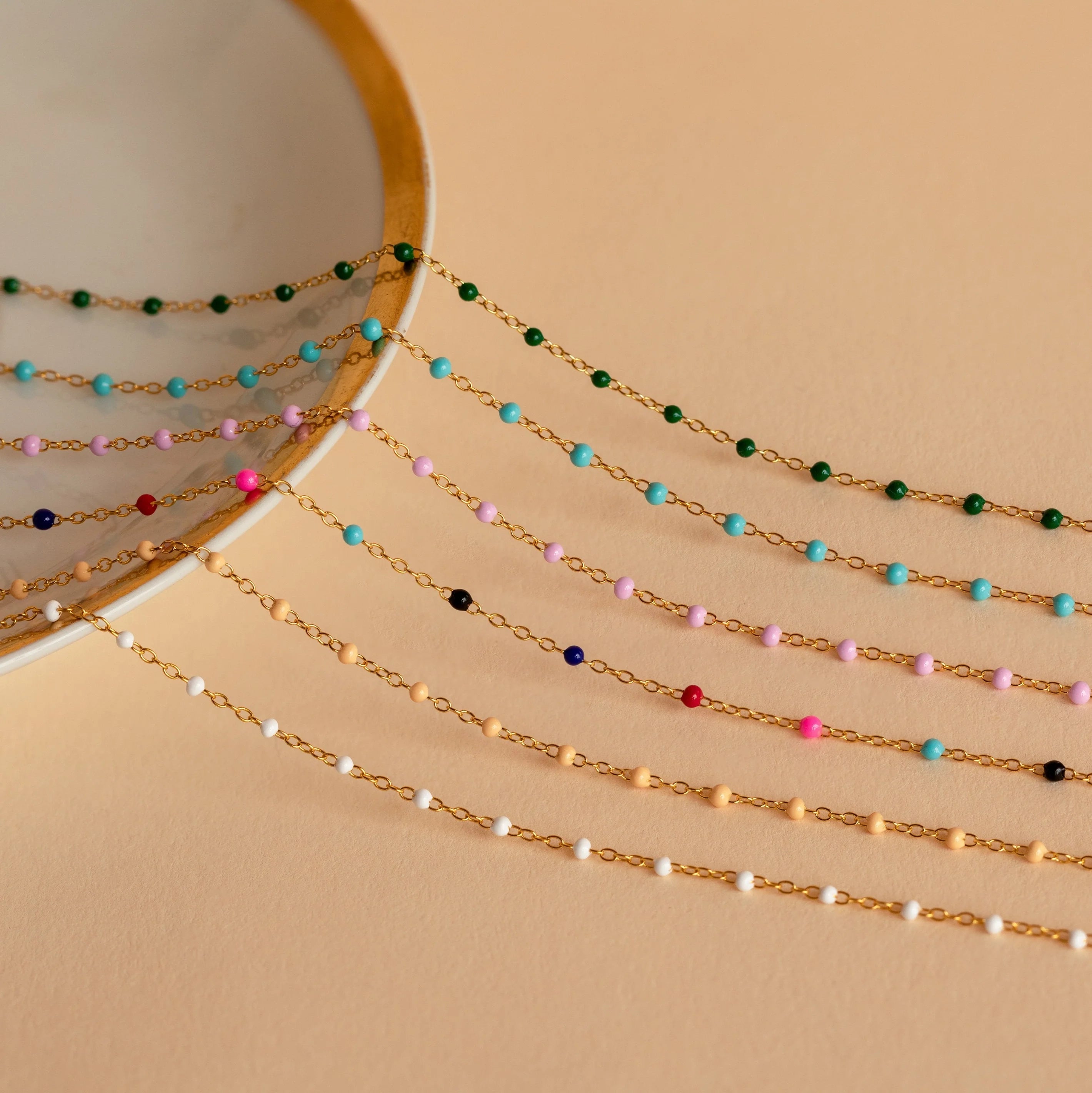 Pink Station Necklace Silver 18K Gold Plated