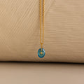 North Star Birthstone Signet Necklace in Aquamarine Silver 18K Gold Plated
