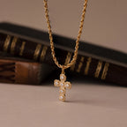 Diamond Cross Necklace Silver 18K Gold Plated