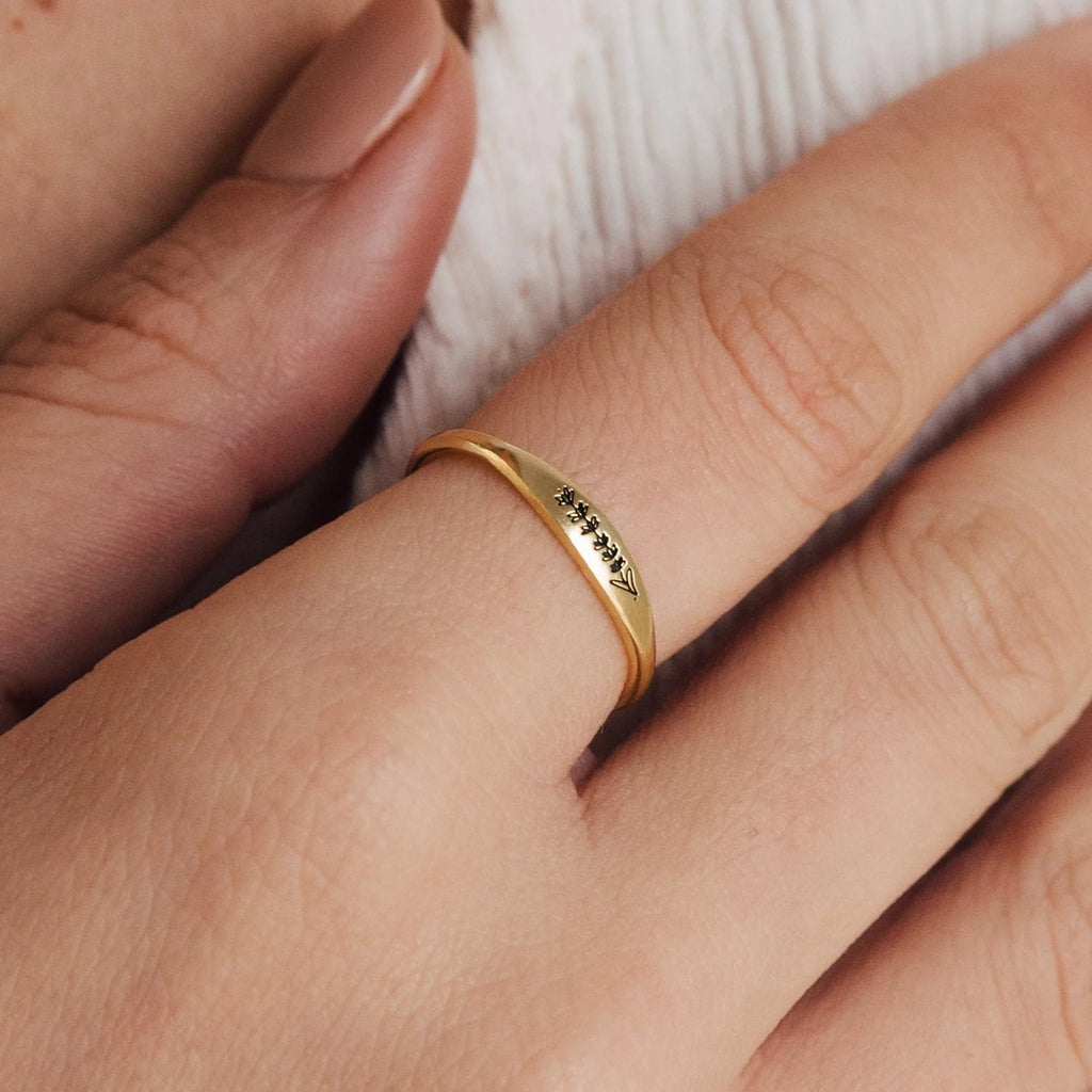 Skinny Birth Flower Ring  Silver 18K Gold Plated