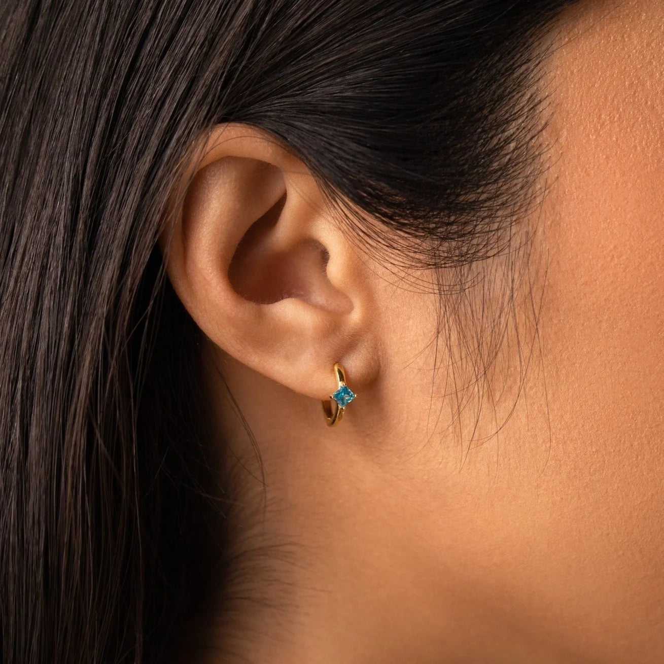 Athena Birthstone Huggies Silver 18K Gold Plated