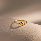 Bubble Initial Birthstone Ring Silver 18K Gold Plated