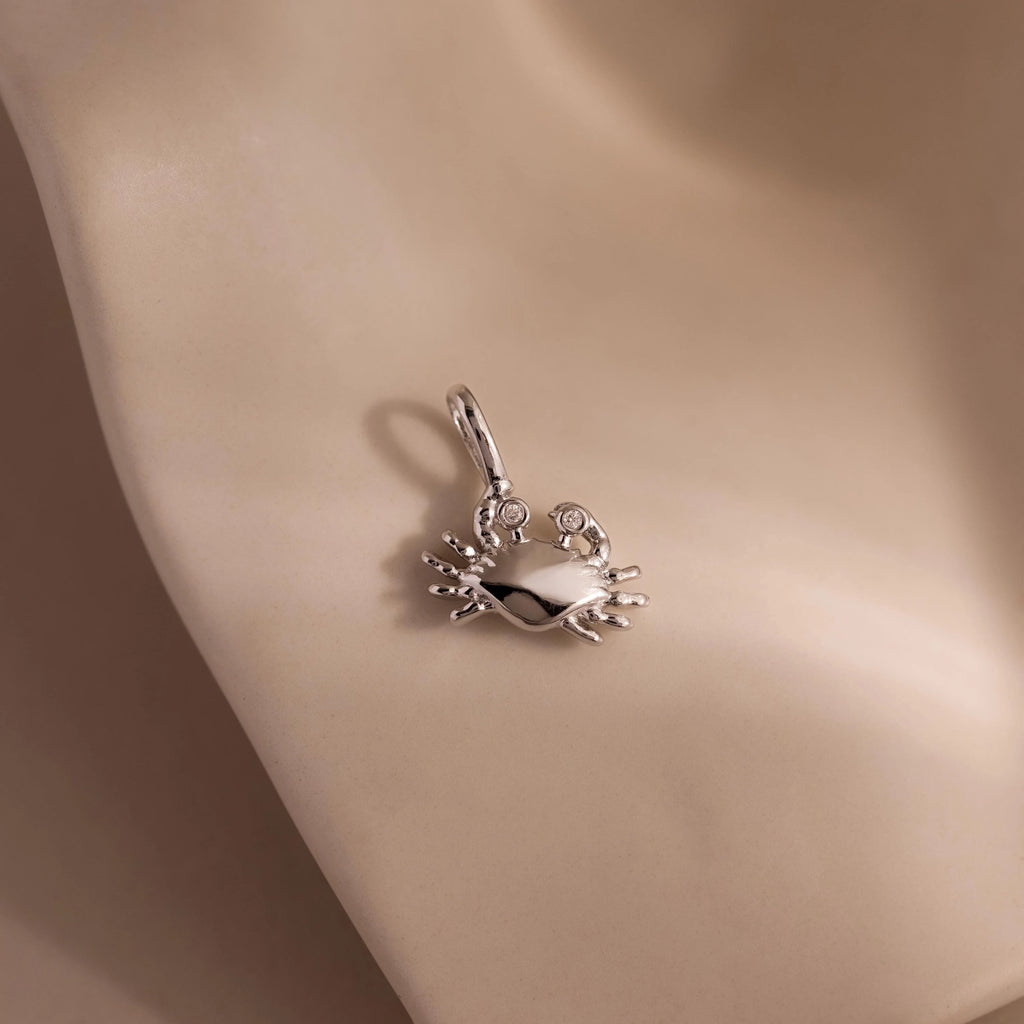 Diamond Crab Charm Silver 18K Gold Plated