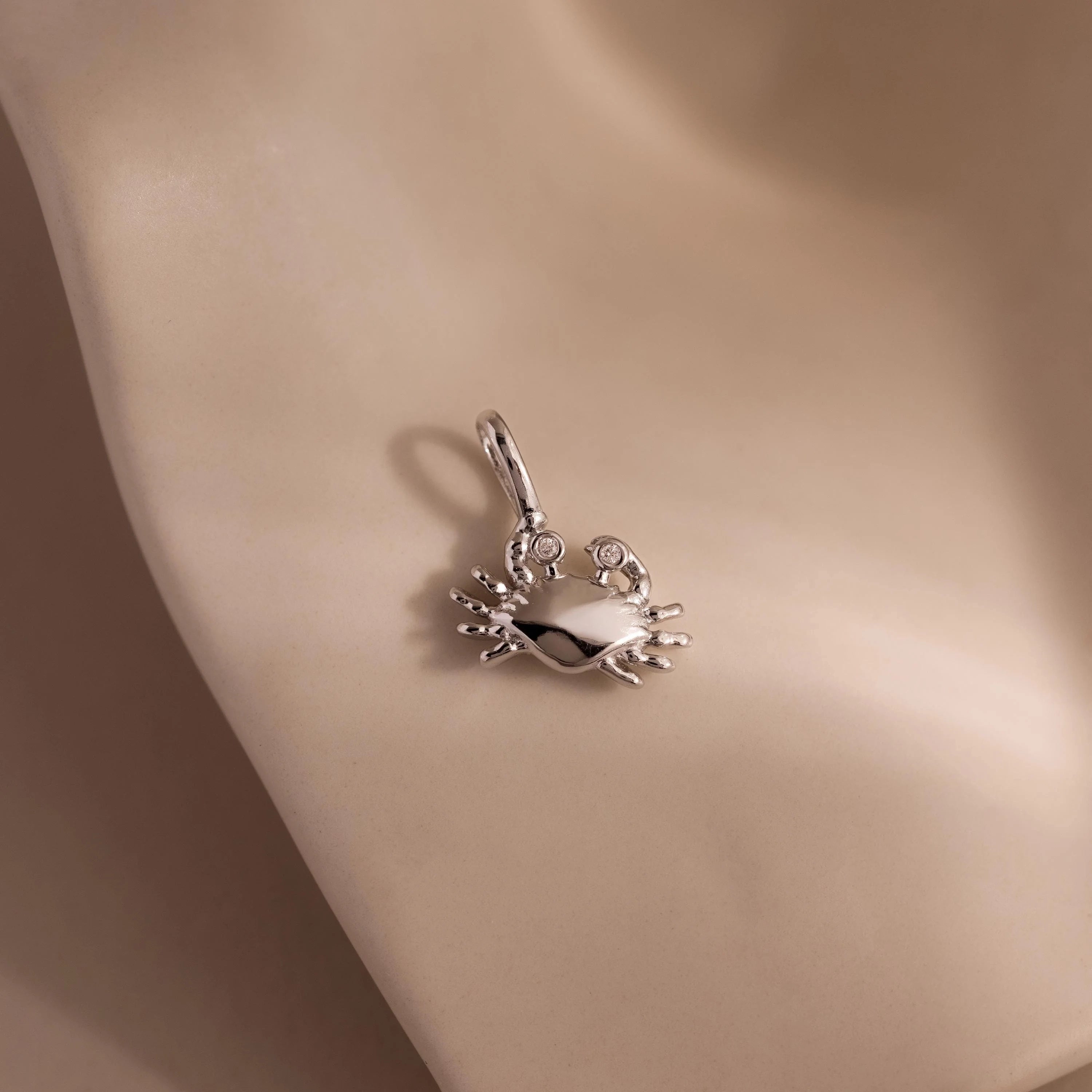 Diamond Crab Charm Silver 18K Gold Plated