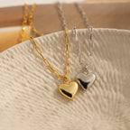 Taylor Heart Paperclip Necklace Silver 18K Gold Plated