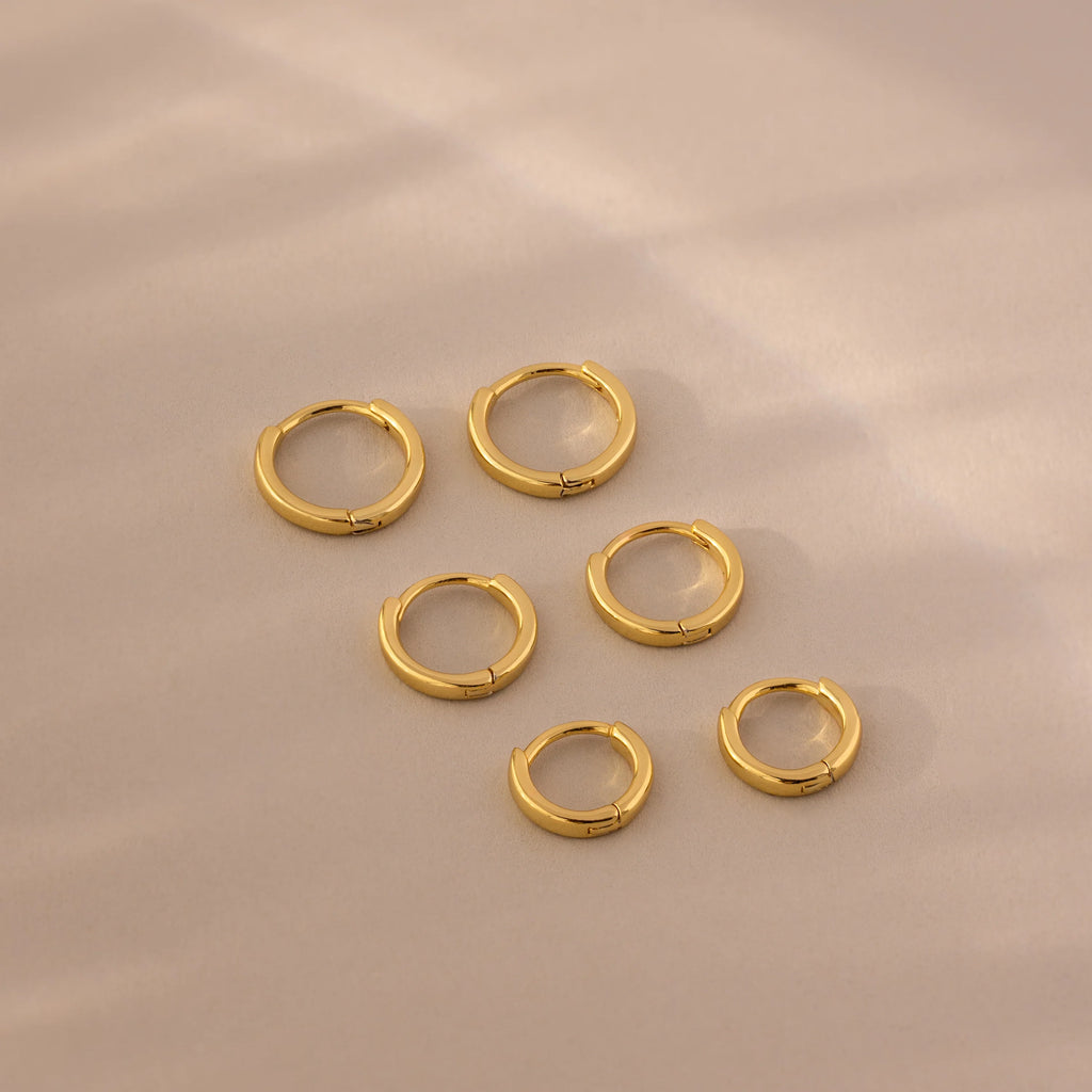 Dainty Huggies Set Silver 18K Gold Plated