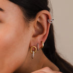 Mixed Metal Twisted Link Earrings Silver 18K Gold Plated