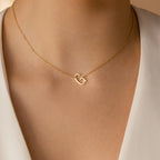 Mini Sideways Initial Necklace Silver 18K Gold Plated
