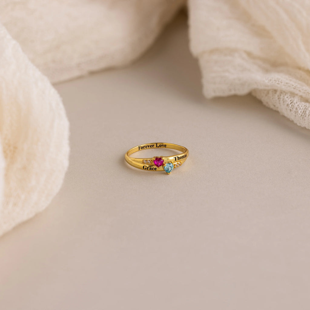 Toi et Moi Interlocking Name Ring Silver 18K Gold Plated