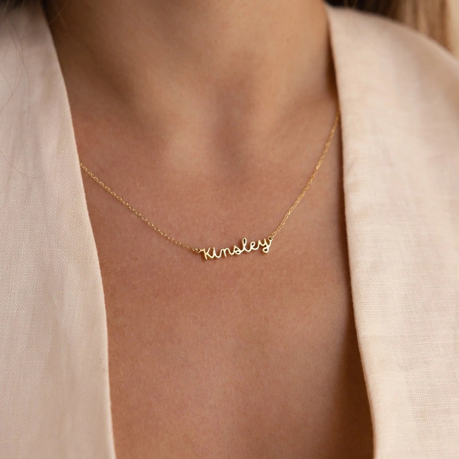 Tiny Dream Name Necklace Silver 18K Gold Plated