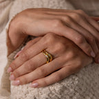 Zen Gemstone Curve Ring Silver 18K Gold Plated